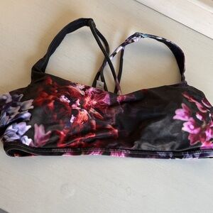lululemon athletica Black Floral Strappy Sports Bra